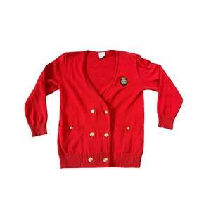 Vintage Mondi Crest Red Cardigan Sweater West Germany Womens Size 34 VTG